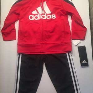 ADIDAS Track Suit Boy Size 12M Red, Black & White Full Zip Jacket NEW Free Ship